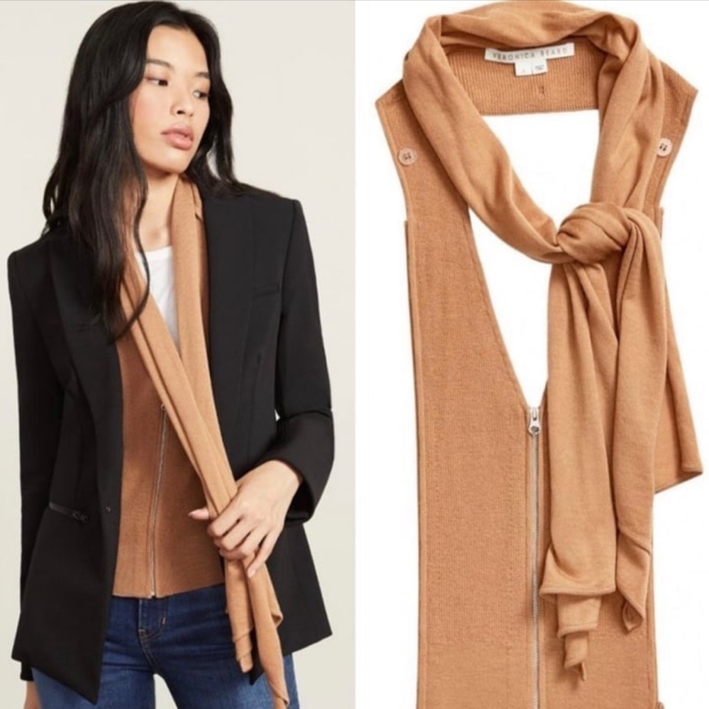 VERONICA BEARD Syra Scarf Dickey Merino Wool, Size 00-14, Color Honey, NWT